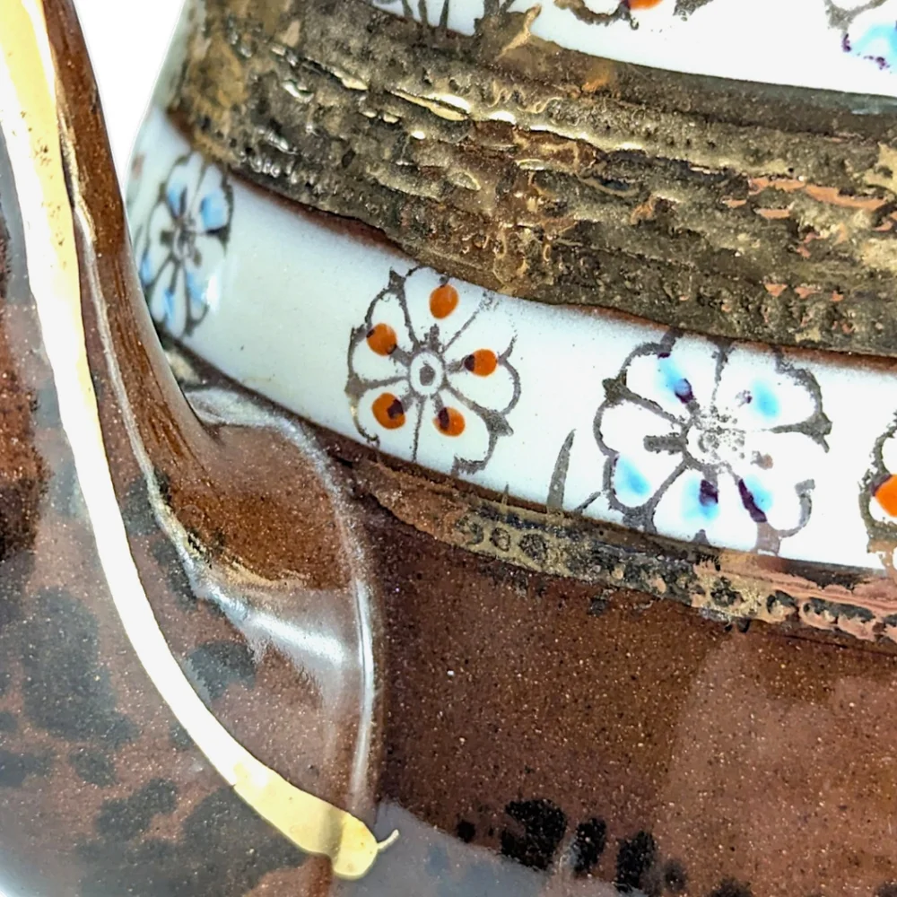 Arthur Wood Teapot 4645 Vintage Ceramic Brown Gold Tone Trim Made in England